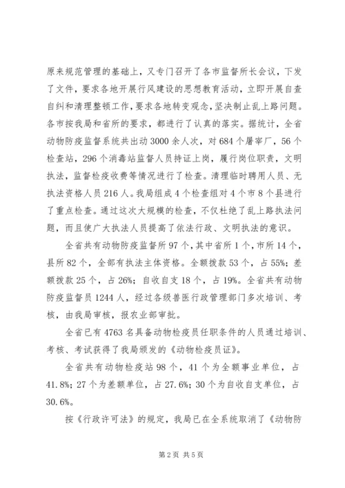 关于全省动物卫生行政执法大检查自查情况的报.docx