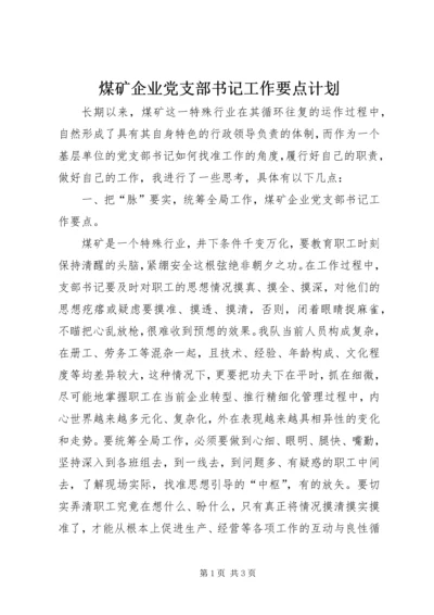 煤矿企业党支部书记工作要点计划.docx