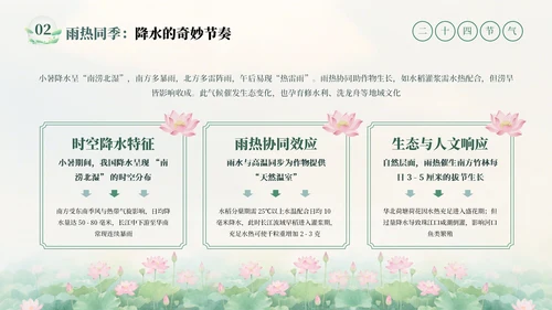 绿色清新中式二十四节气小暑科普教学课件PPT模板