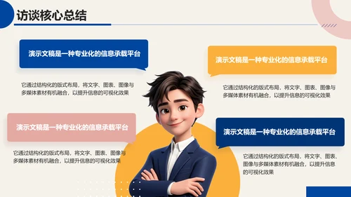 彩色简约几何职业生涯人物访谈PPT模板