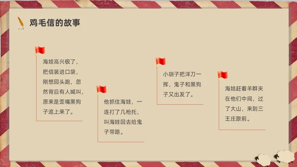 插画简约鸡毛信的故事红色经典故事分享PPT课件