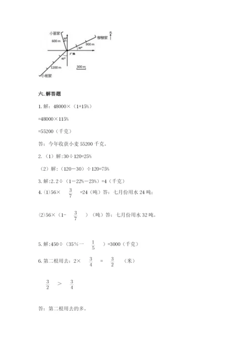 六年级上册数学期末测试卷及参考答案（b卷）.docx