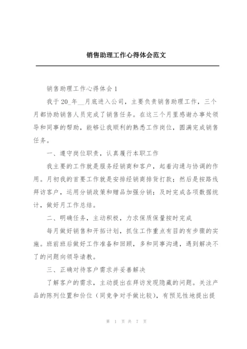 销售助理工作心得体会范文.docx