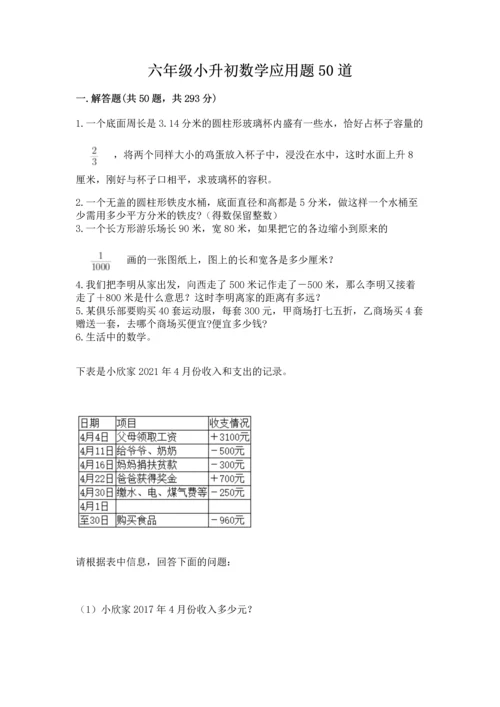 六年级小升初数学应用题50道及完整答案一套.docx