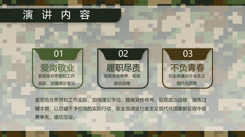 迷彩风部队军事个人工作总结汇报PPT