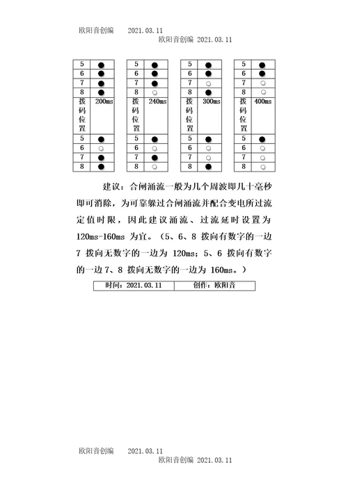 浅析10kV柱上式真空断路器保护定值调整之欧阳德创编