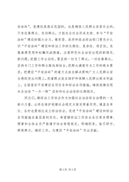 在社会治安综合治理工作协会成立大会上的讲话.docx