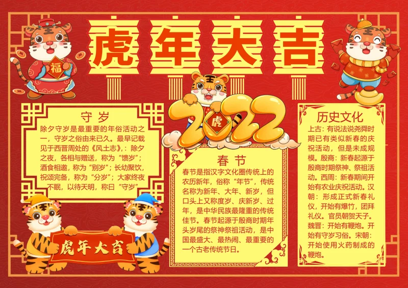 虎年大吉word小报