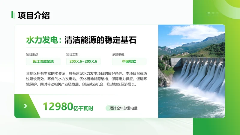 绿色简约风水电项目介绍