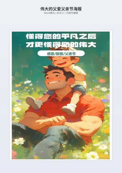 伟大的父爱父亲节海报