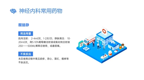 蓝色插画风神经内科常用药物解析培训PPT课件