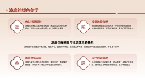 红色中国风非遗漆扇工艺美学展示PPT模板