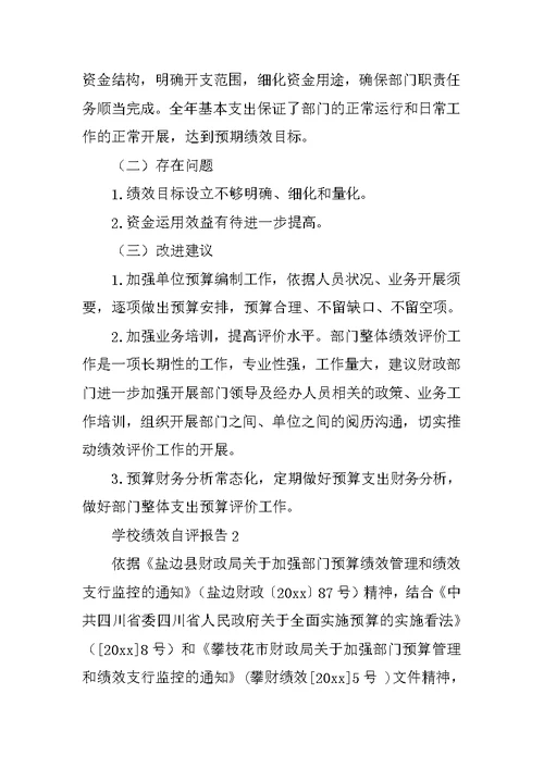 学校绩效自评报告