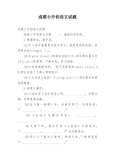 成都小升初语文试题.docx