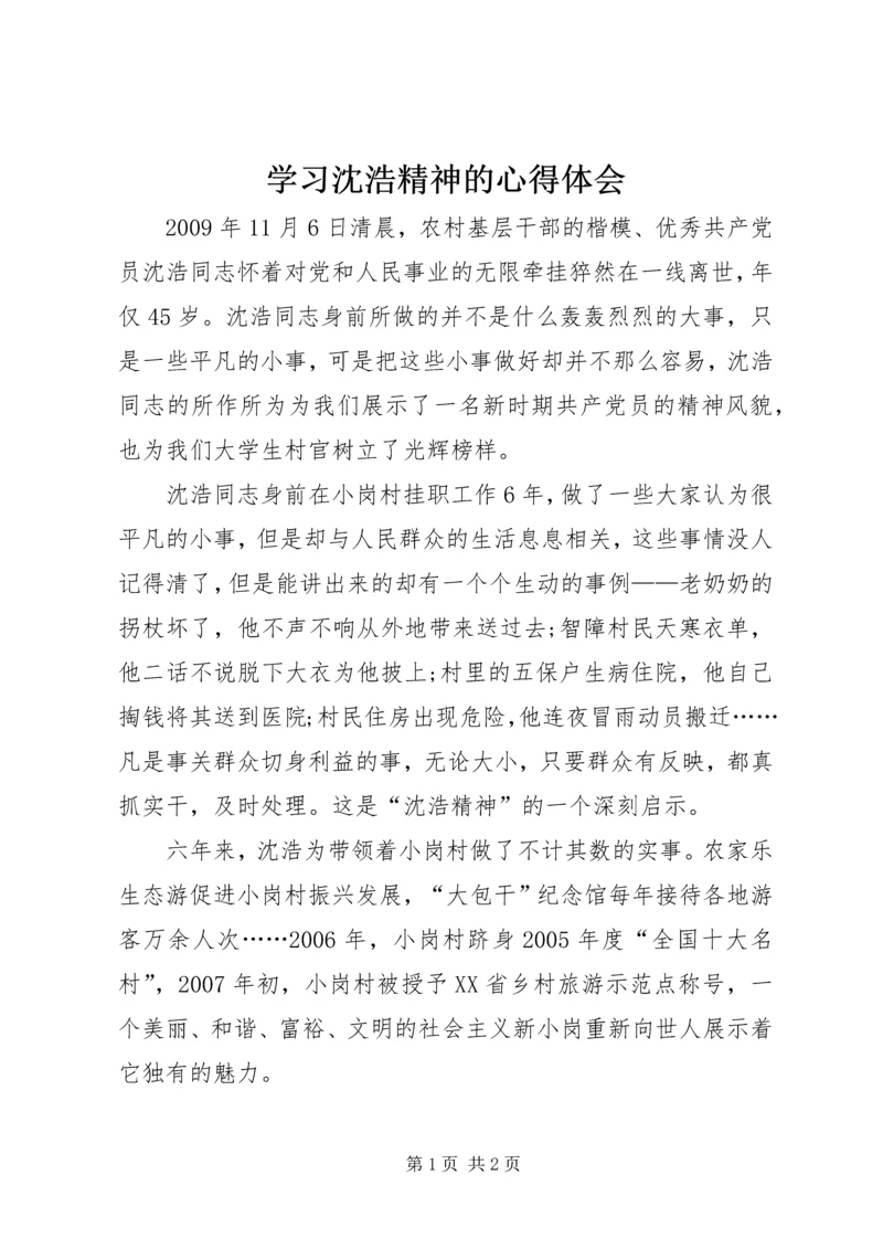 学习沈浩精神的心得体会 (2).docx