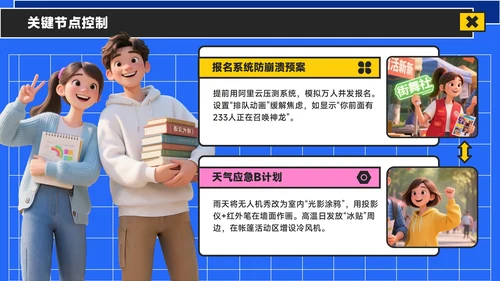 蓝黄色潮流风活力校园季：新学年活动安排与创意策划PPT模板