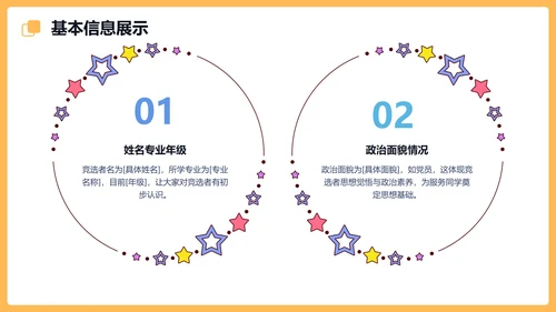 黄色卡通风格学生会会长竞选PPT模板