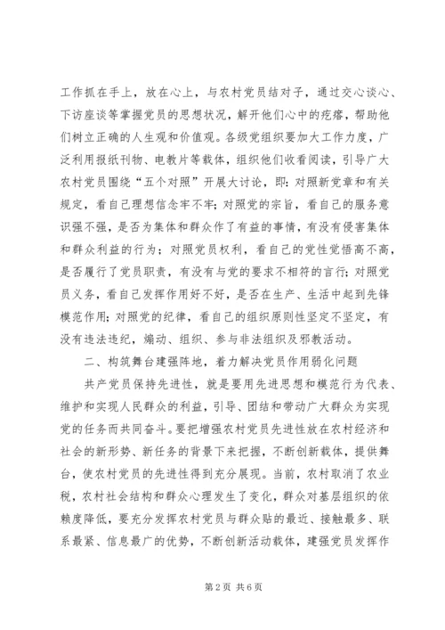 对增强农村党员先进性的思考.docx