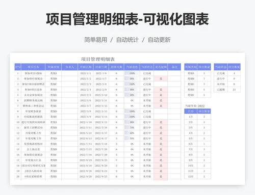 项目管理明细表-可视化图表