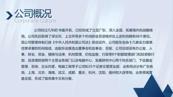蓝色公司简介企业宣传工作总结PPT