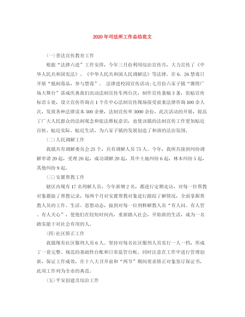 精编之年司法所工作总结范文.docx