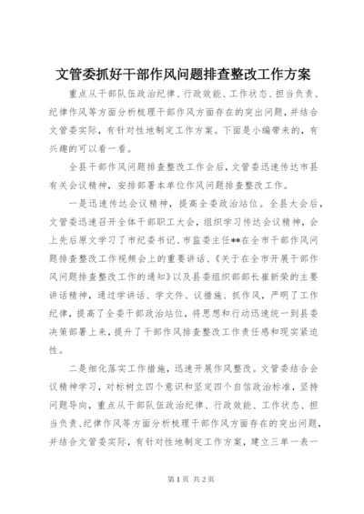 文管委抓好干部作风问题排查整改工作方案.docx