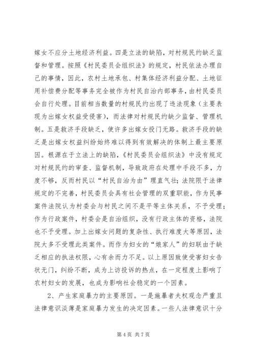 关于农村妇女权益保护的调研材料.docx