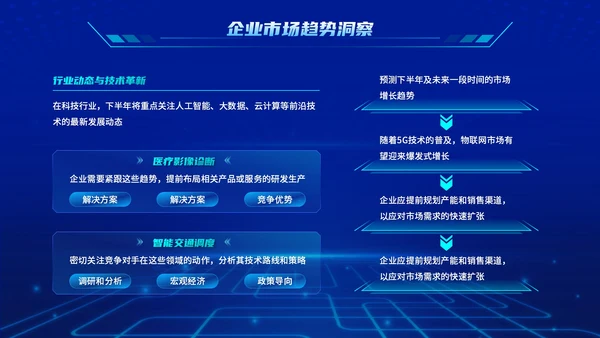 蓝色科技风下半年工作规划PPT模板