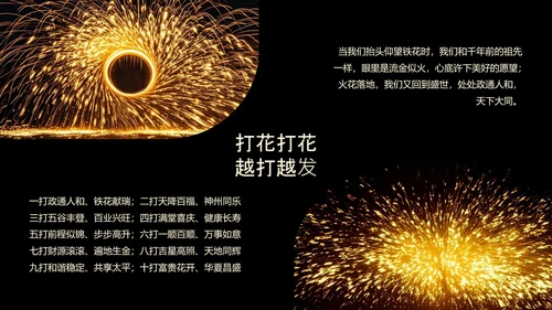 黑色简约非遗打铁花科普PPT模板