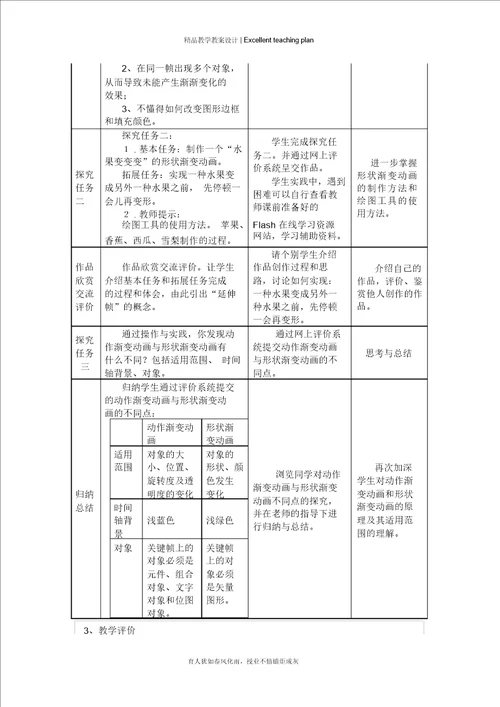 形状渐变动画教学设计新部编版