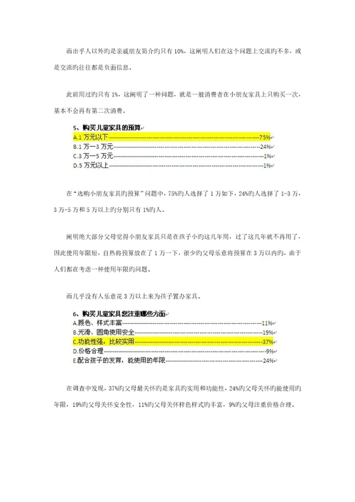 儿童家具消费调查报告分析