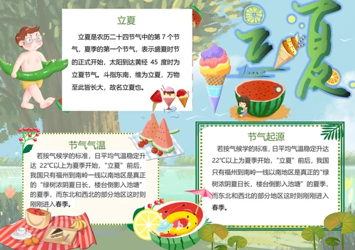 立夏二十四节气Word小报