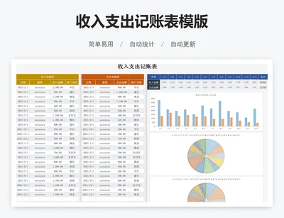 收入支出记账表模版