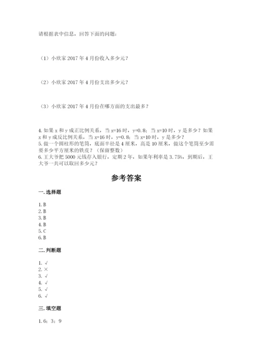 芷江侗族自治县六年级下册数学期末测试卷精选答案.docx