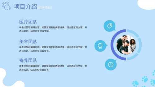 蓝色卡通简约萌宠宠物店项目计划书PPT模板