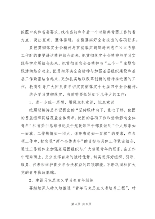 各界青年学习贯彻党的十七届四中全会讲话.docx