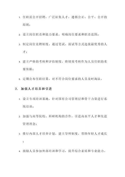 国有公司任职人员整改方案