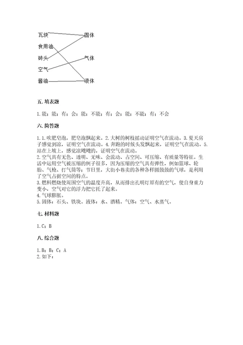 教科版科学三年级上册第二单元《空气》测试卷（完整版）wod版