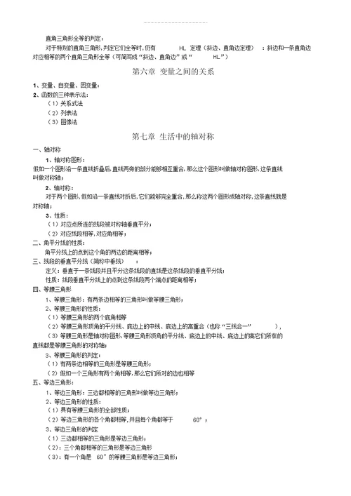 2022年数学简略知识点总结