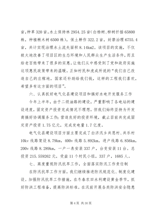 水务局XX年上半年工作总结及下半年工作计划.docx