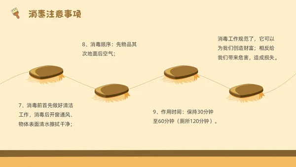 浅色简约卡通幼儿园卫生消毒PPT模板