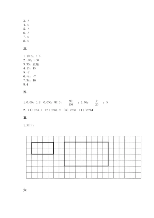 小学六年级下册数学摸底考试题【历年真题】.docx