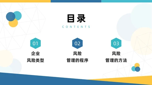 蓝黄简约企业风险管理培训PPT模板宣传PPT动态PPT其他管理
