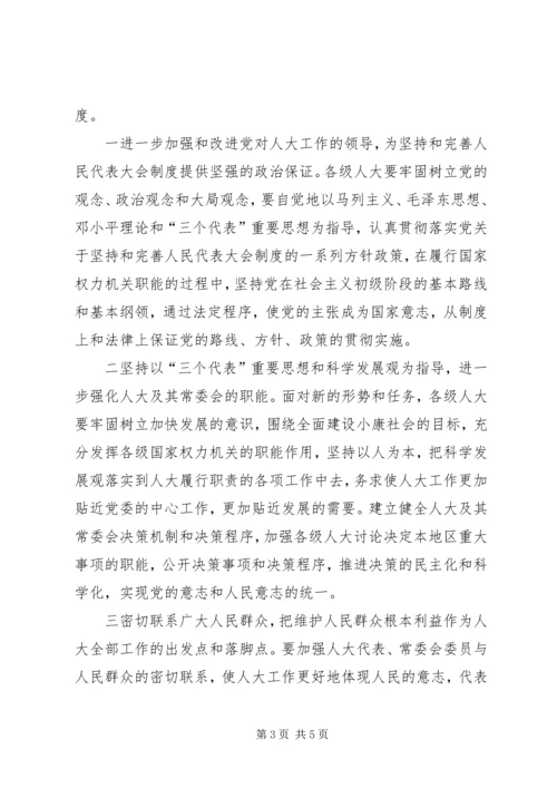 在纪念人民代表大会制度建立五十周年座谈会上的讲话.docx