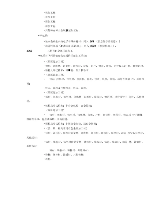 有色金属冶炼及压延加工类行业定义