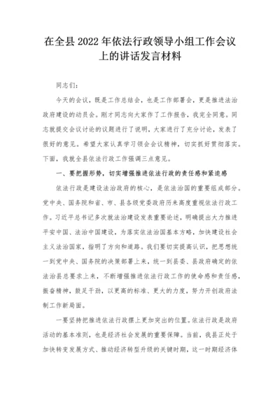 【讲话致辞】在全县2022年依法行政领导小组工作会议上的讲话发言材料.docx