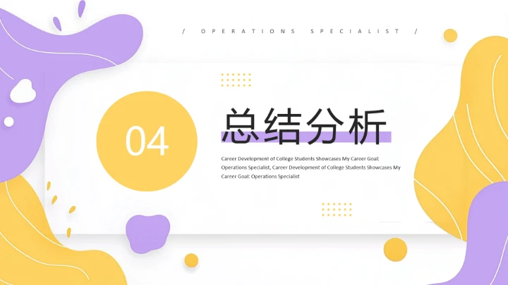 紫黄色扁平风通用版大学生职业生涯发展展示职业生涯规划(运营方向)PPT