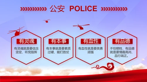蓝色大气公安警察年终工作总结汇报PPT模板