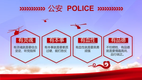 蓝色大气公安警察年终工作总结汇报PPT模板