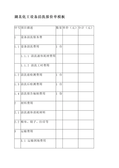 湖北化工设备清洗报价单